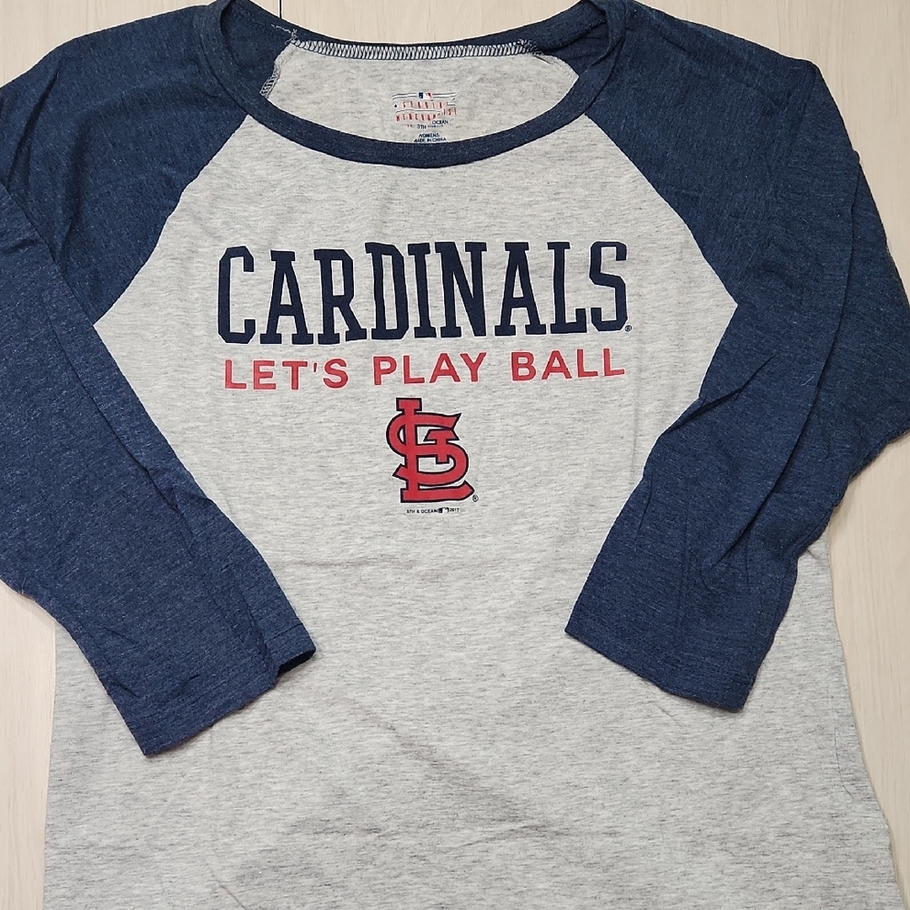 MLB St Louis Cardinals ⚾️ 3/4 Sleeve Raglan Baseball Tee Heather Navy & Grey